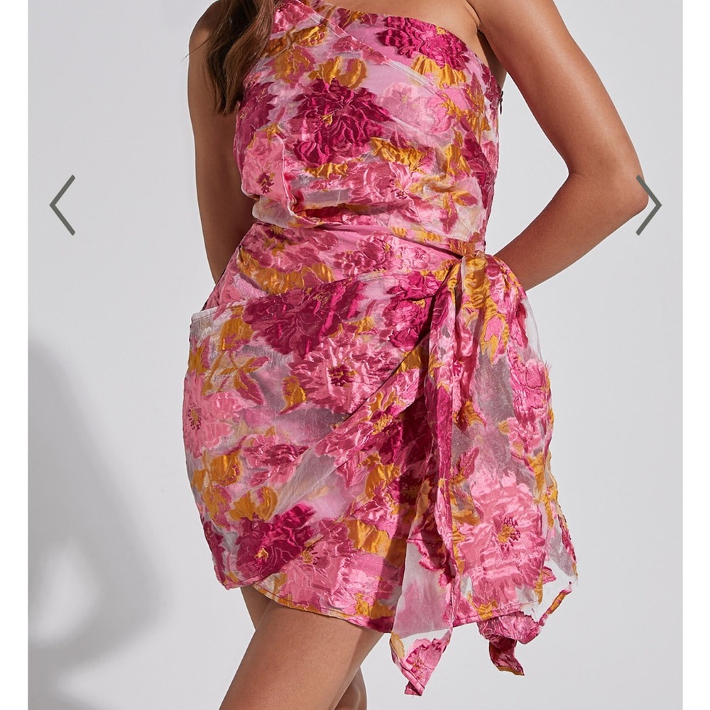 Showpo Pink Ruched One Shoulder Dress